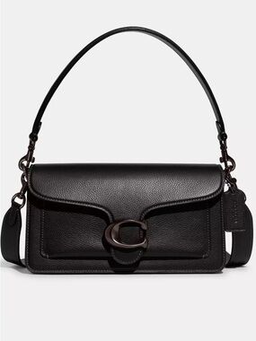 Coach Black Pebbled Leather Shoulder Bag with Signature 'C' Hardware